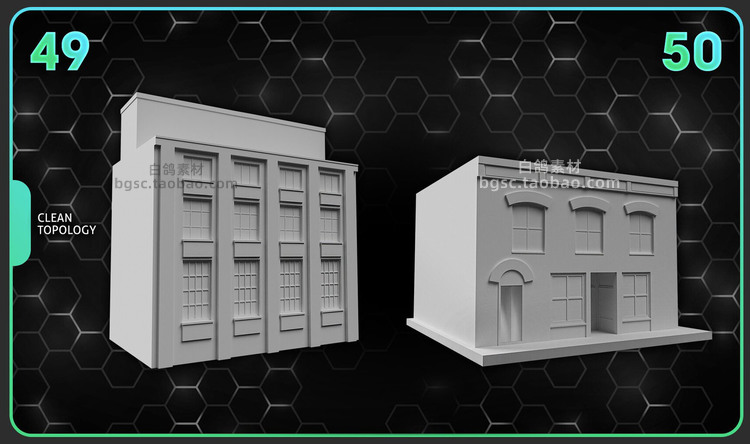 C4D房屋楼房大厦建筑基础网格maya模型fbx建模3dmax白膜设计素材B374