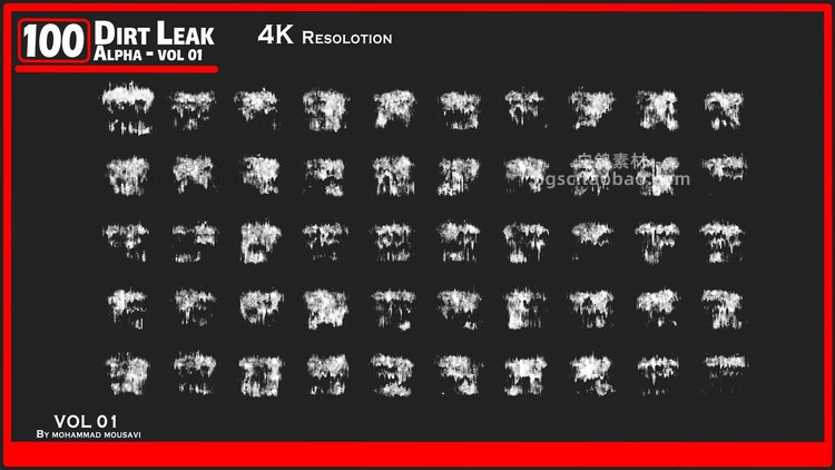 4K污垢zbrush泄漏Alpha纹理sp贴图sd涂抹C4D油刷痕迹blender素材B387