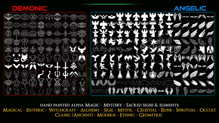 svg魔法神秘alpha标志字母符文符号zbrush民族PNG图案贴图sp素材B397