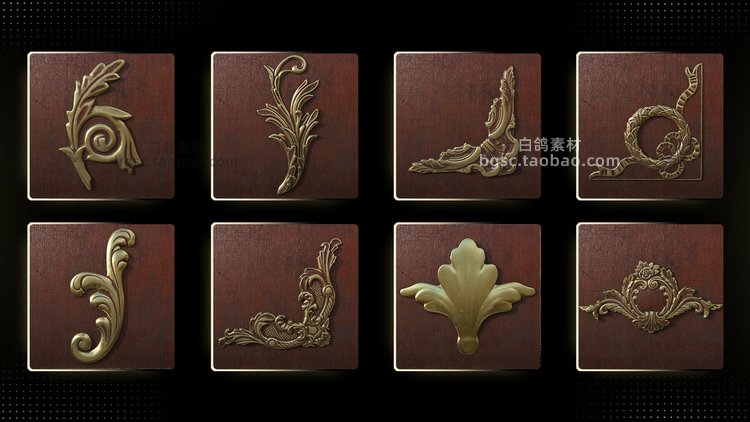 zb饰品阿尔法C4D装饰图案sp花纹盾牌盔甲alpha纹饰maya设计素材B403