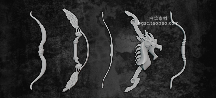 zbrush低模3dsmax弓箭sp游戏资产道具fbx模型建模渲染白膜blender素材B417