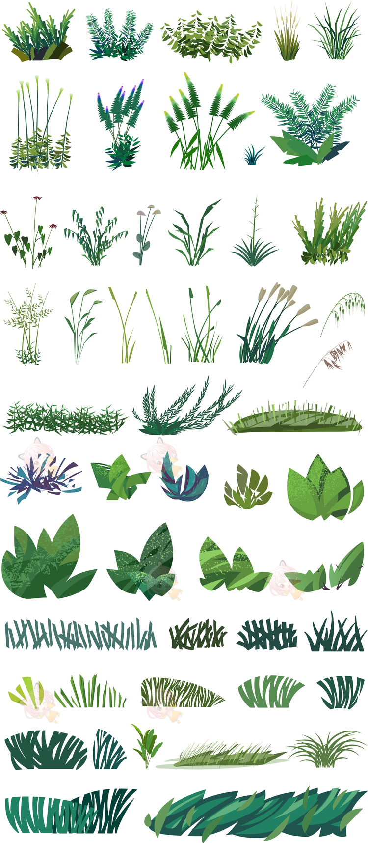 插画立面树清新植物树木草丛PSD建筑PS剖面Ai矢量PNG透明线稿设计素材S35