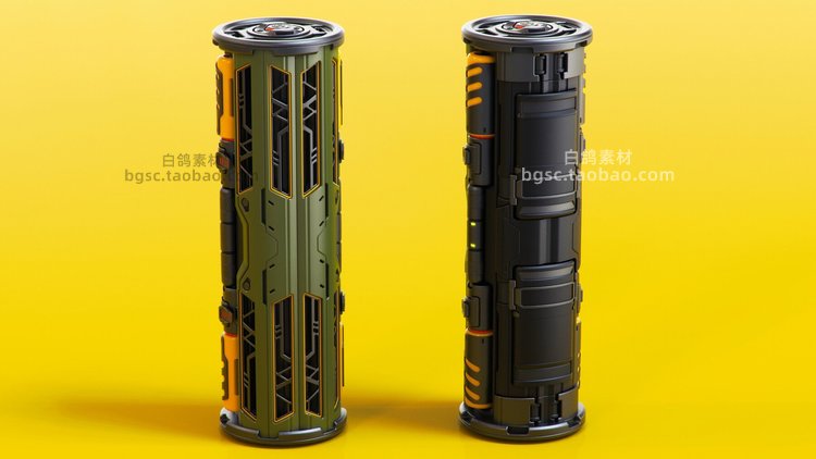 白膜blender科幻能量电池机械桶圆柱硬表面obj模型zb建模渲染UE4素材B428