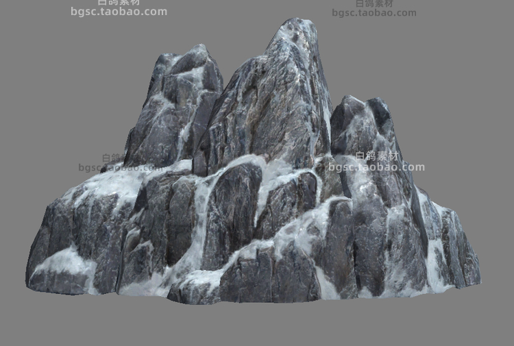 zbrush卡通lowpoly岩石max山石maya雪山obj模型fbx建模png图B441