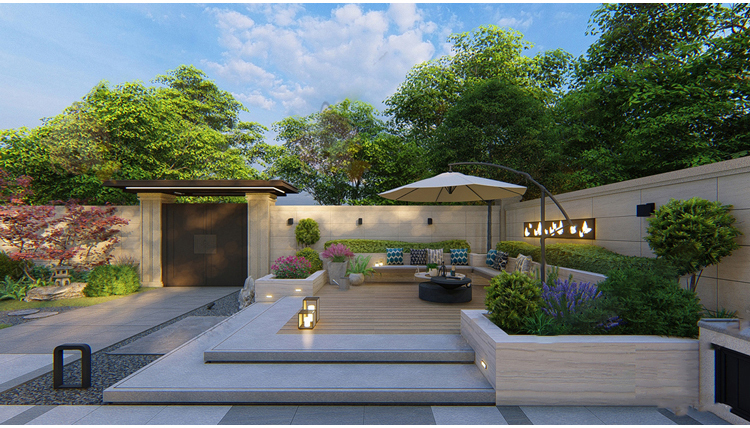 sketchup中式庭院别墅露台花园空中会所su模型建模参考效果展示S42