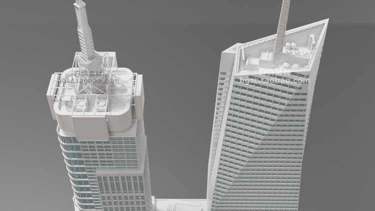 C4D城市地标景观高楼大厦真实重要高层建筑blend模型fbx建模obj素材B449