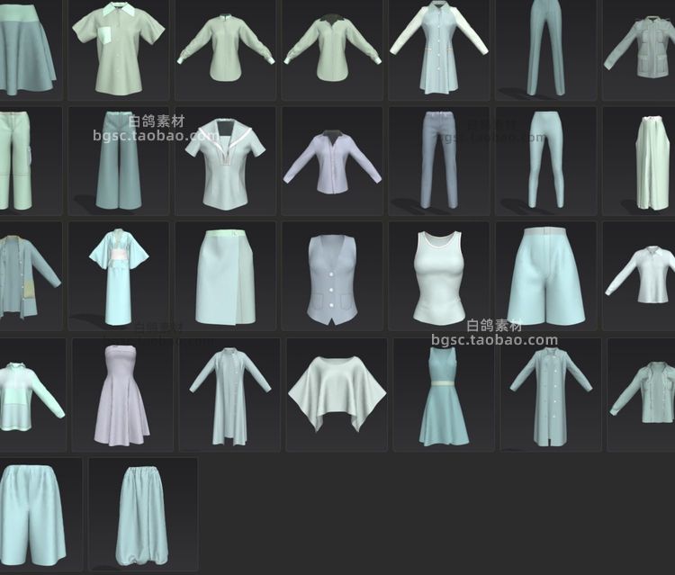 300套MD服装工程marvelous designer男女衣服裤子基础套件打版3D模型素材B453