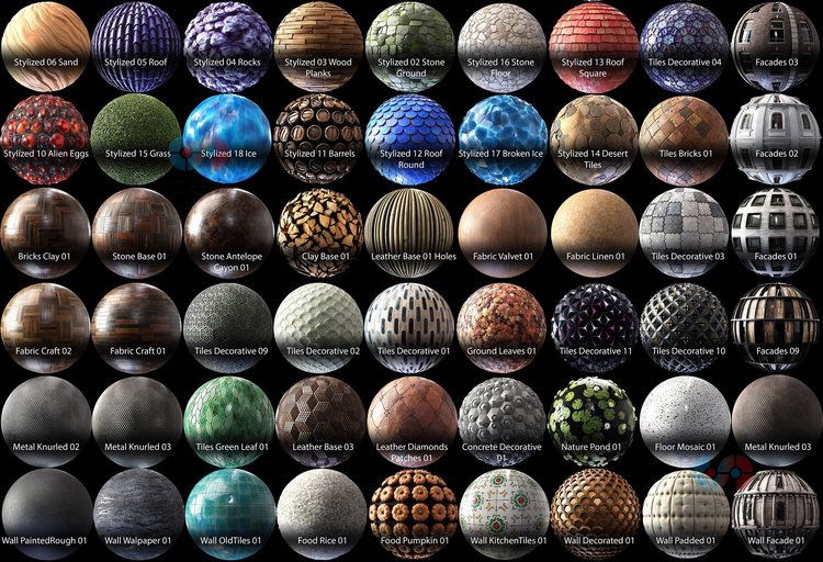 Substance Designer瓷砖塑料程式化砖石头屋顶雪碎冰竹SD复合地板C4923