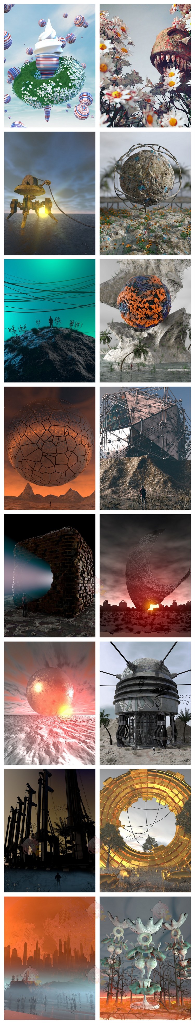 C4D自带渲染创意科幻梦幻场景幻想建筑人物模型建模传送门设计素材B470