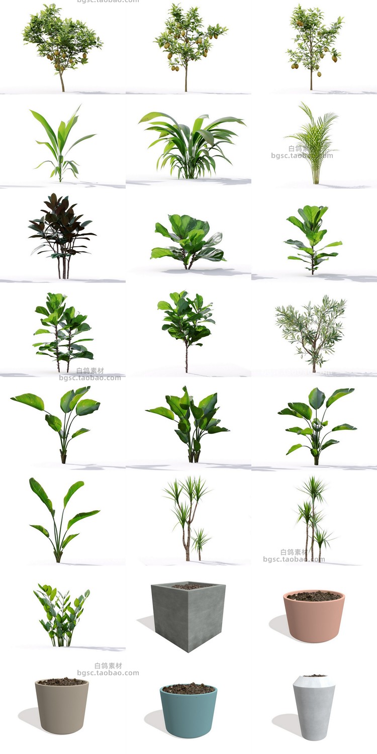 C4D绿植室内盆栽花盆泥土fbx模型建模maya设计zbrush素材3D源文件B474