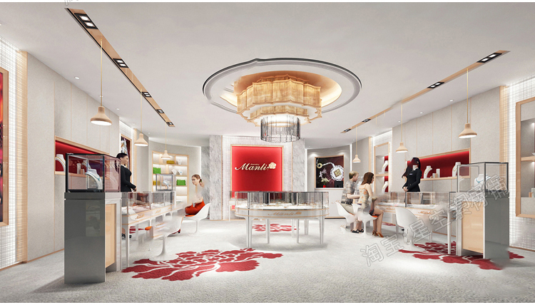 3dmax珠宝首饰店铺金店装饰装修参考3d模型CAD施工图展柜建模S73
