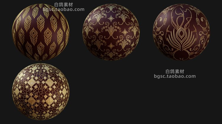 SP皇家贵族花边织物图案3D无缝纹理C4D通道贴图PBR设计zbrush素材B494