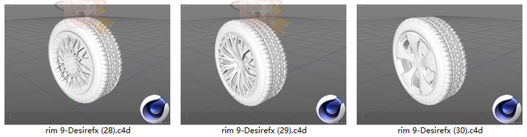 blender汽车轮毂轮胎C4D模型OBJ建模3D白模maya设计zbrush素材C5013
