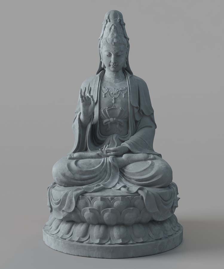 C4D低模南海观世音观音菩萨雕像雕塑maya模型obj建模blender素材C5014