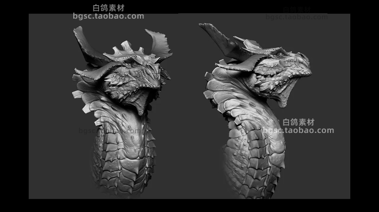 ZBrush龙鳞恶魔鳄鱼恐龙皮肤凸起撞角尖角怪兽雕刻VDM笔刷ZBP素材B519