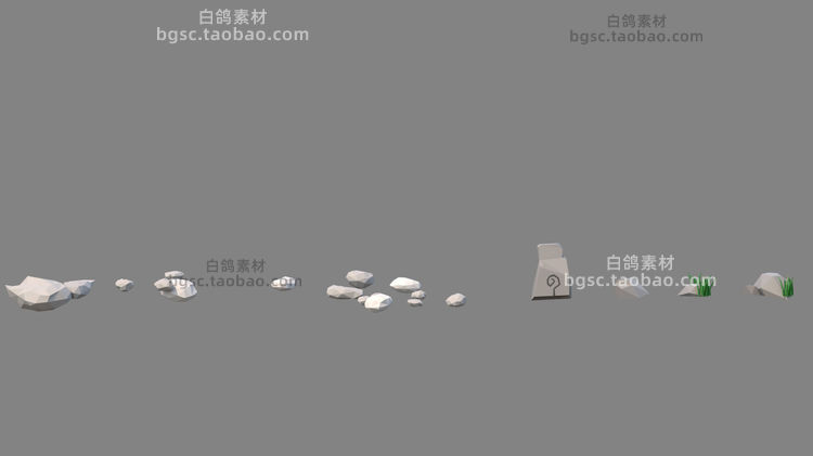 zbrush卡通植物blend树木FBX松树maya灌木岩石绿植C4D模型OBJ素材B524