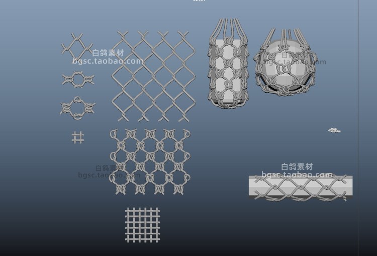 3dmax绳结打结C4D低模lowpoly绳子obj建模fbx设计maya素材3D模型B529