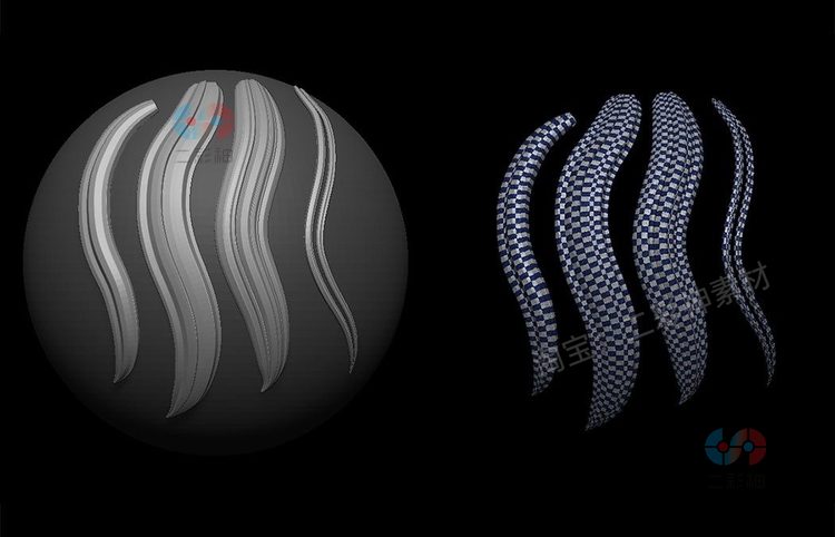 zbrush卡通头发imm笔刷zb画笔建模设计素材塑形纹理填充雕刻图案C5050