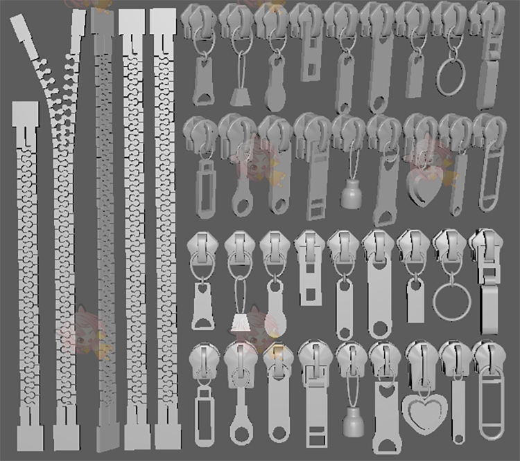 C4D低模zbrush白膜maya拉锁头拉链fbx模型obj建模3dm设计3ds素材C5054