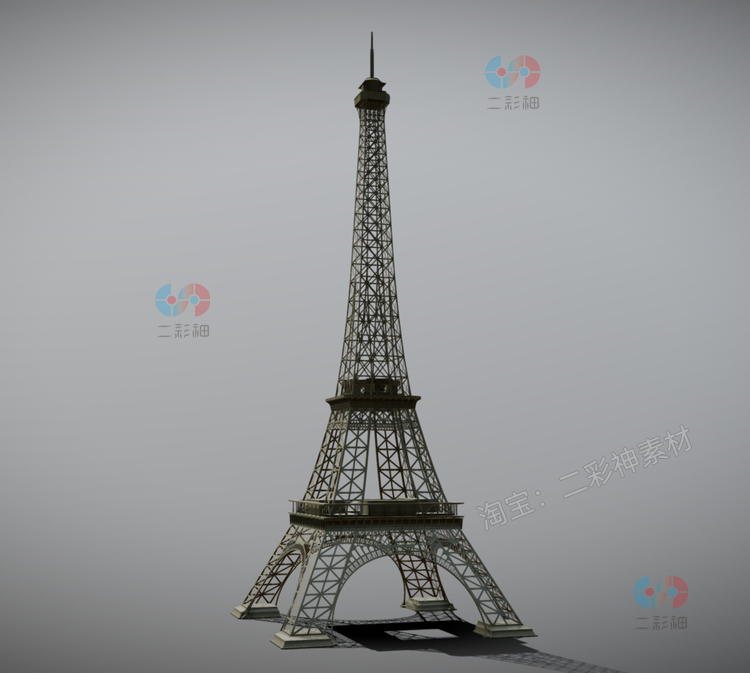 C4D低模lowpoly白膜maya埃菲尔铁塔blender模型obj设计fbx素材C5110