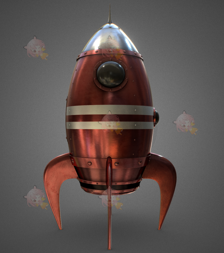 C4D卡通小火箭复古玩具宇宙飞船三维blender模型obj设计fbx素材C5118