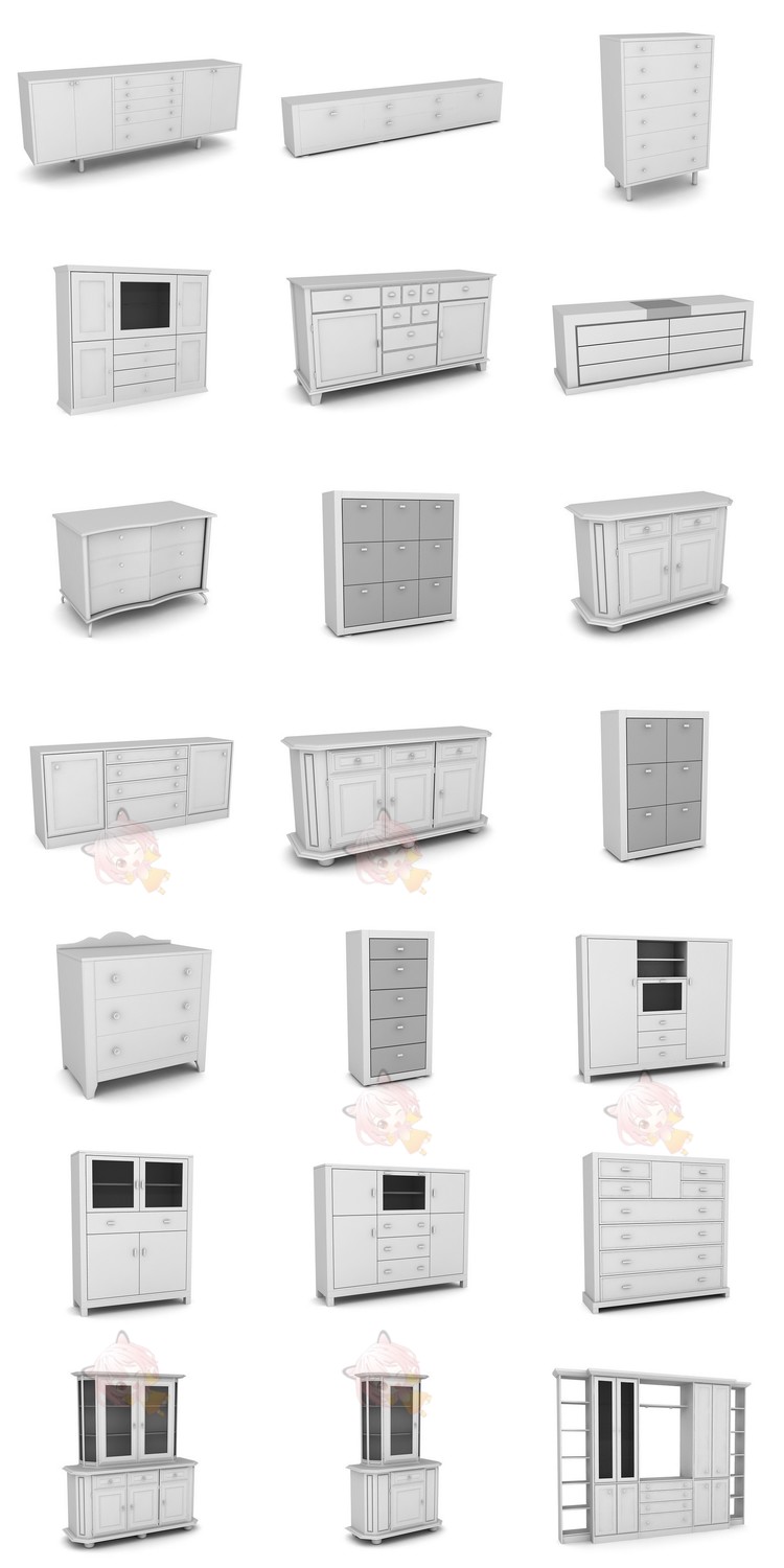 室内家具家居办公柜子架子茶几桌子max书柜obj电脑桌C4D模型素材C5130