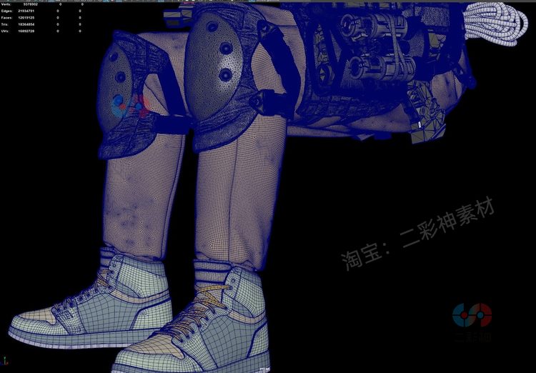 C4D高模士兵姿势模型裤子背心连帽衫背包胸包绳索战士装备obj建模C5156
