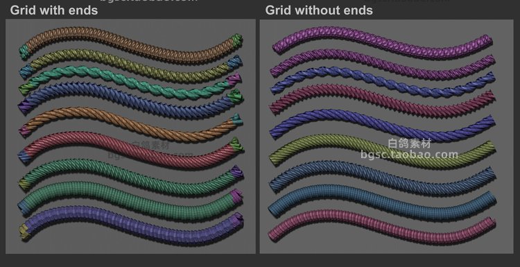 ZBrush绳索曲线笔刷绳子zb画笔建模设计素材塑形3D雕刻zbp钢丝绳B562