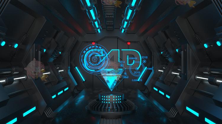 C4D科幻宇宙飞船通道走廊场科技工程源文件OC渲染设计素材3D模型C5169