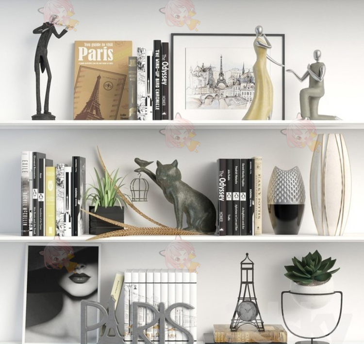 C4D室内装饰品创意艺术品书籍obj花瓶3D模型渲染fbx建模maya素材C5179