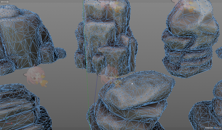 白膜C4D低模卡通风格化岩石石头巨石碎石obj模型fbx设计maya素材C5180