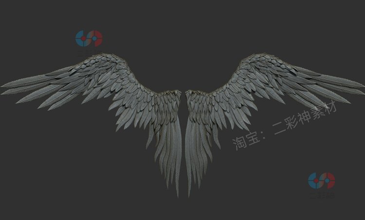 zbrush高模3D生物怪物破损漏洞翅膀C4D羽翼obj模型ztl建模stl素材C5203