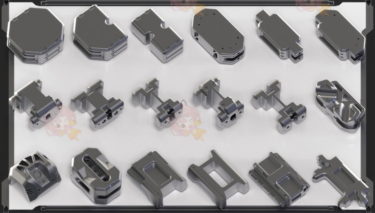 白膜C4D科幻硬表面机械零件飞船机甲3dmax模型obj建模fbx设计素材C5226