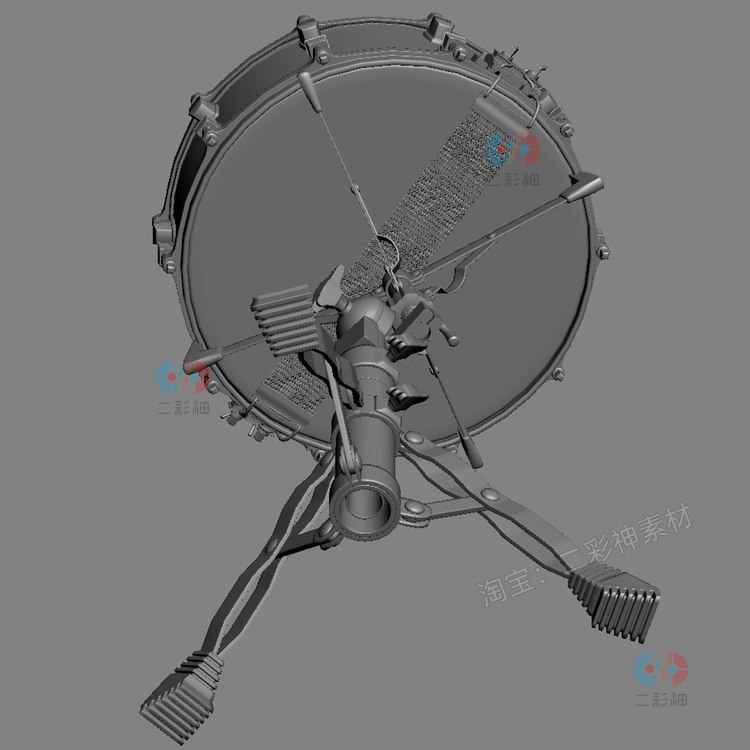 C4D原声鼓套装打击乐器铙钹max架子鼓lwo音乐器材obj模型fbx素材C5239