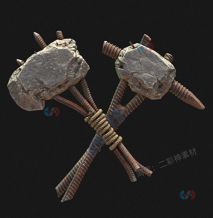 C4D钢筋水泥废土风格朋克锤子镐低模写实fbx模型maya建模obj素材C5242