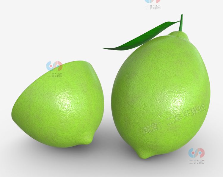 低模C4D青柠檬半块切块3D水果maya模型blender建模obj设计fbx素材C5244