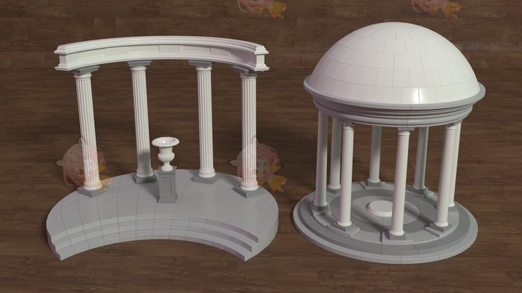 C4D圆顶建筑圆形设施大厅blend广场obj凉亭3D模型fbx建模maya素材C5256