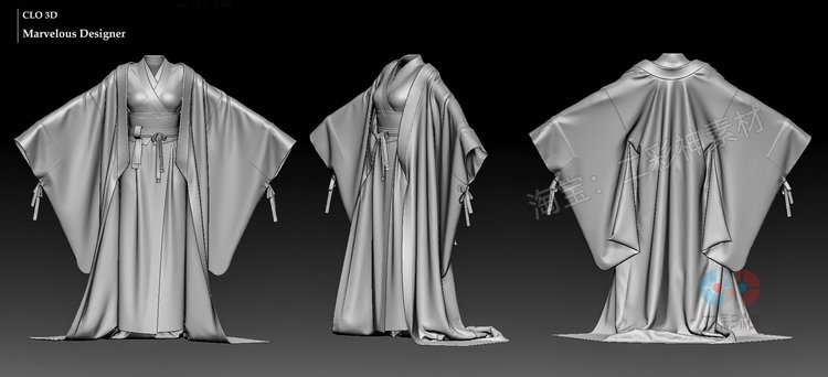 白膜zbrush和服装束MD服装Clo3D项目文件obj模型建模衣服设计素材C5268