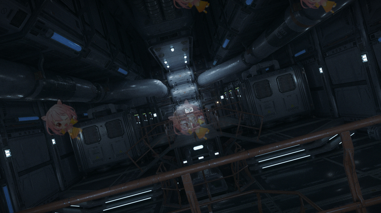 C4D科幻未来宇宙飞船内部空间金属机械屏幕OC渲染器场景模型建模C5276