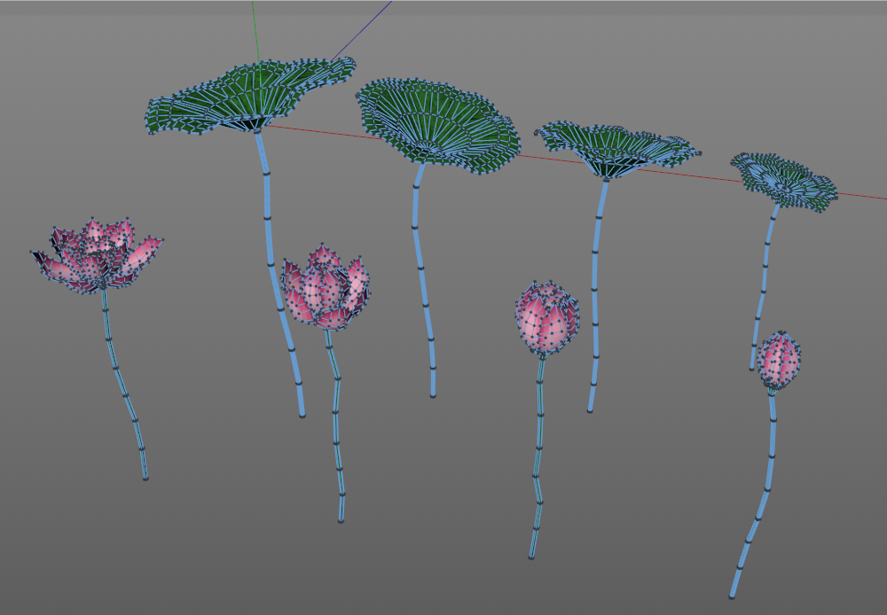 C4D低模写实荷叶荷花3dmax模型blend渲染fbx建模obj设计maya素材C5290