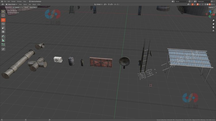 C4D工业套件房屋建筑厂房结构道具blender模型obj建模fbx渲染素材C5299