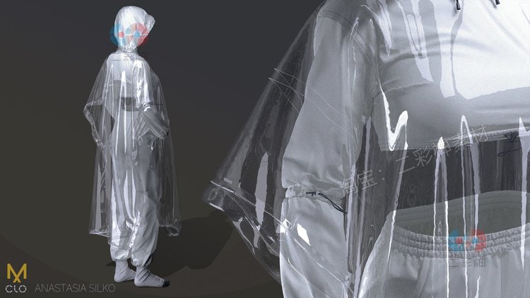 女性都市装Clo3d雨衣MD项目C4D服装zbrush服饰obj模型建模3D素材C5300