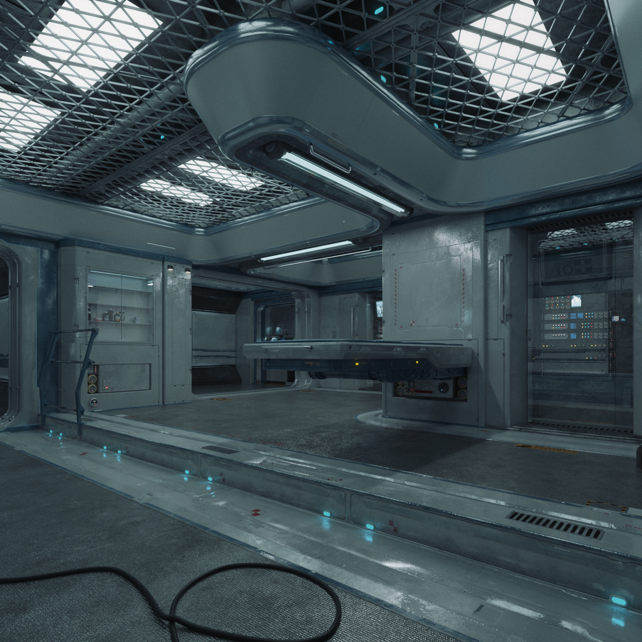 C4D未来科幻创意飞船治疗室OC渲染器建模设计素材模型工程源文件C5304