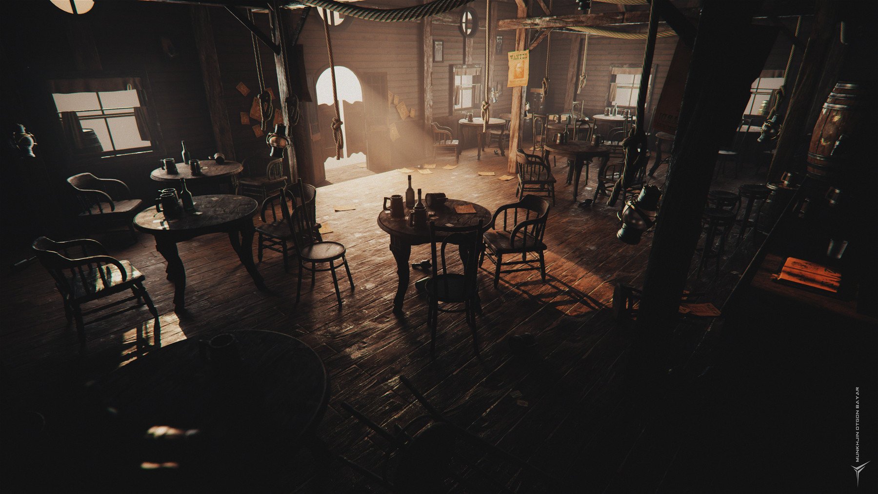 Western Kitbashes西方复古酒吧3D道具obj模型zbrush建模C4D素材C5320