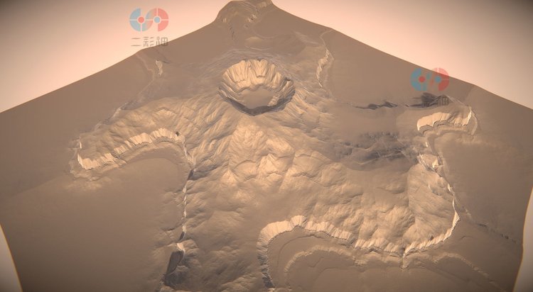 C4D高模火星火山地形环境法线纹理贴图山脉obj模型zbrush建模素材C5329