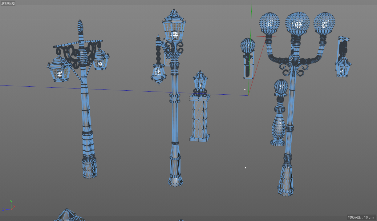 C4D欧式路灯obj壁灯fbx草坪灯blend照明灯模型maya建模设计3D素材C5344