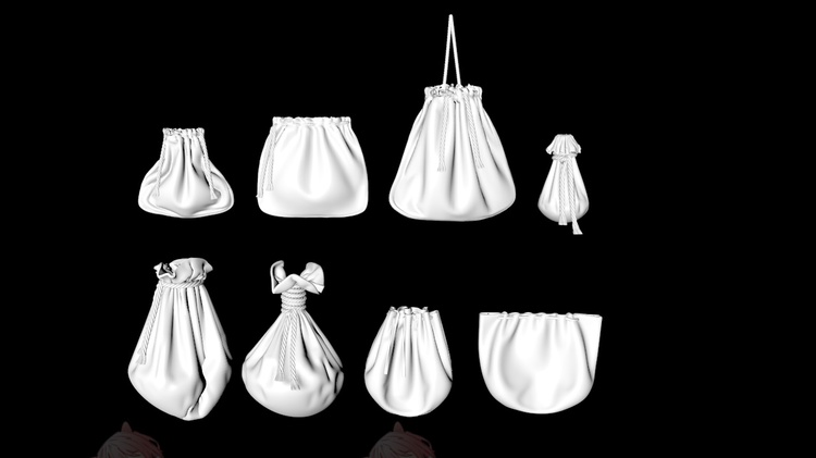 maya白模C4D抽绳袋子zbp束口袋ztl模型MAX建模OBJ设计3d素材高模C5365