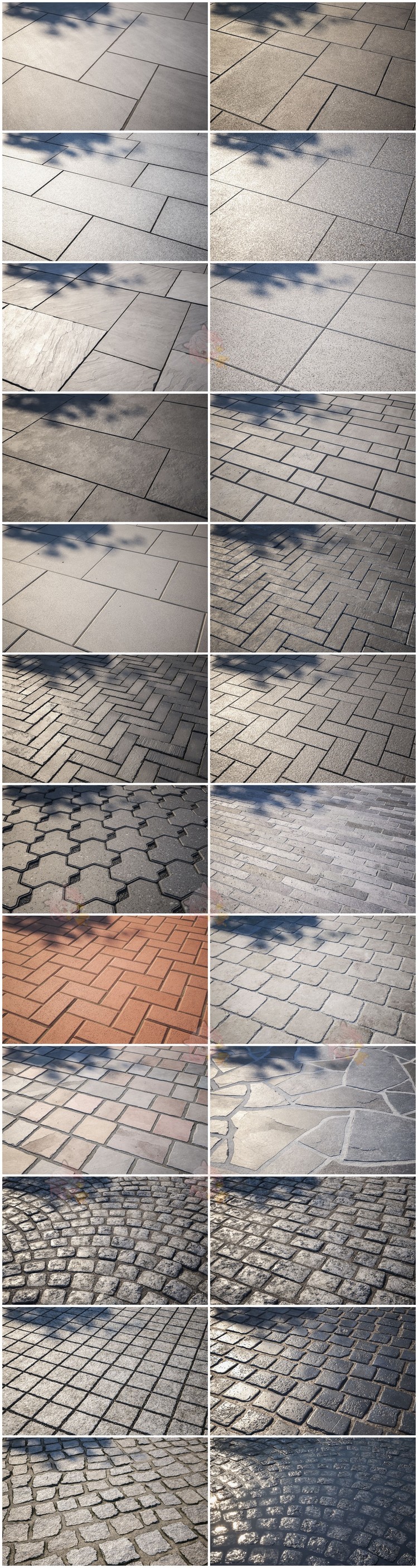 C4D通道贴图地面道路石砖瓷砖纹理材质贴图maya反射法线图片素材C5367