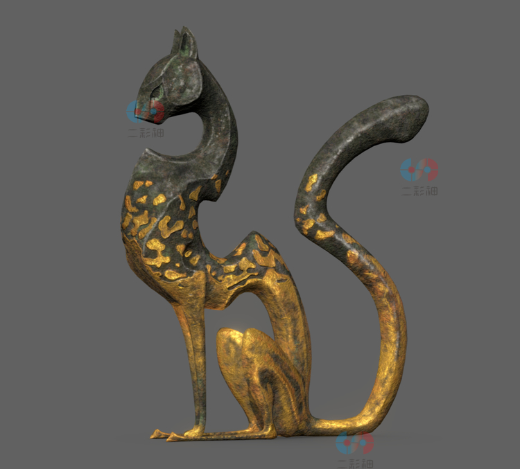 C4D猫雕像青铜像fbx复古雕塑obj装饰物3D模型blender渲染maya素材C5383