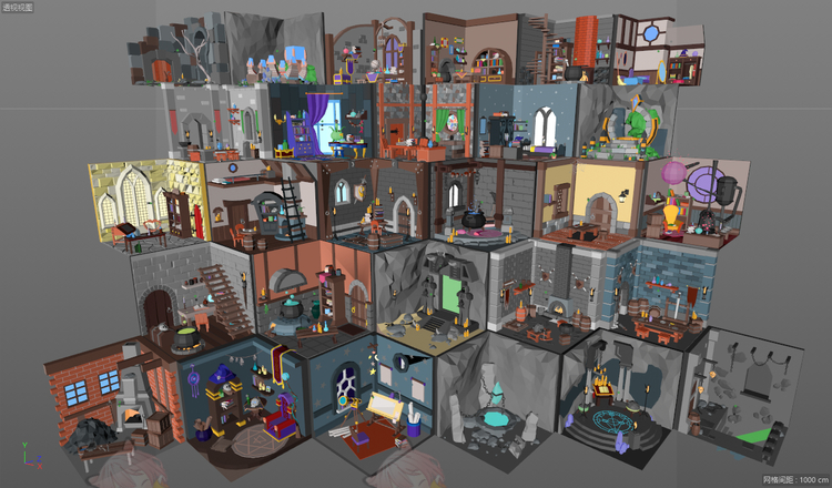 C4D卡通低聚魔法科幻maya房间lowpoly微观场景模型blender 3D素材C5403
